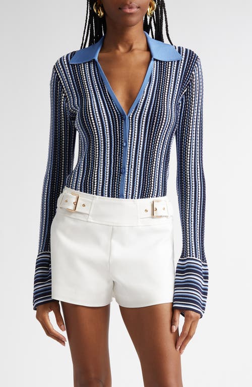 Shop Ramy Brook Ivana Stripe Cardigan In Ribbon Blue Stripe