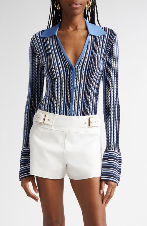 Ramy Brook Ivana Stripe Cardigan In Ribbon Blue Stripe