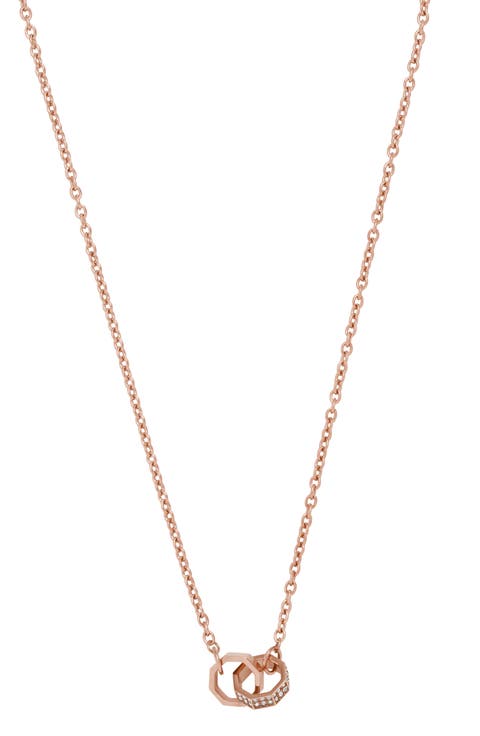 Octagon Link Cubic Zirconia Charm Necklace
