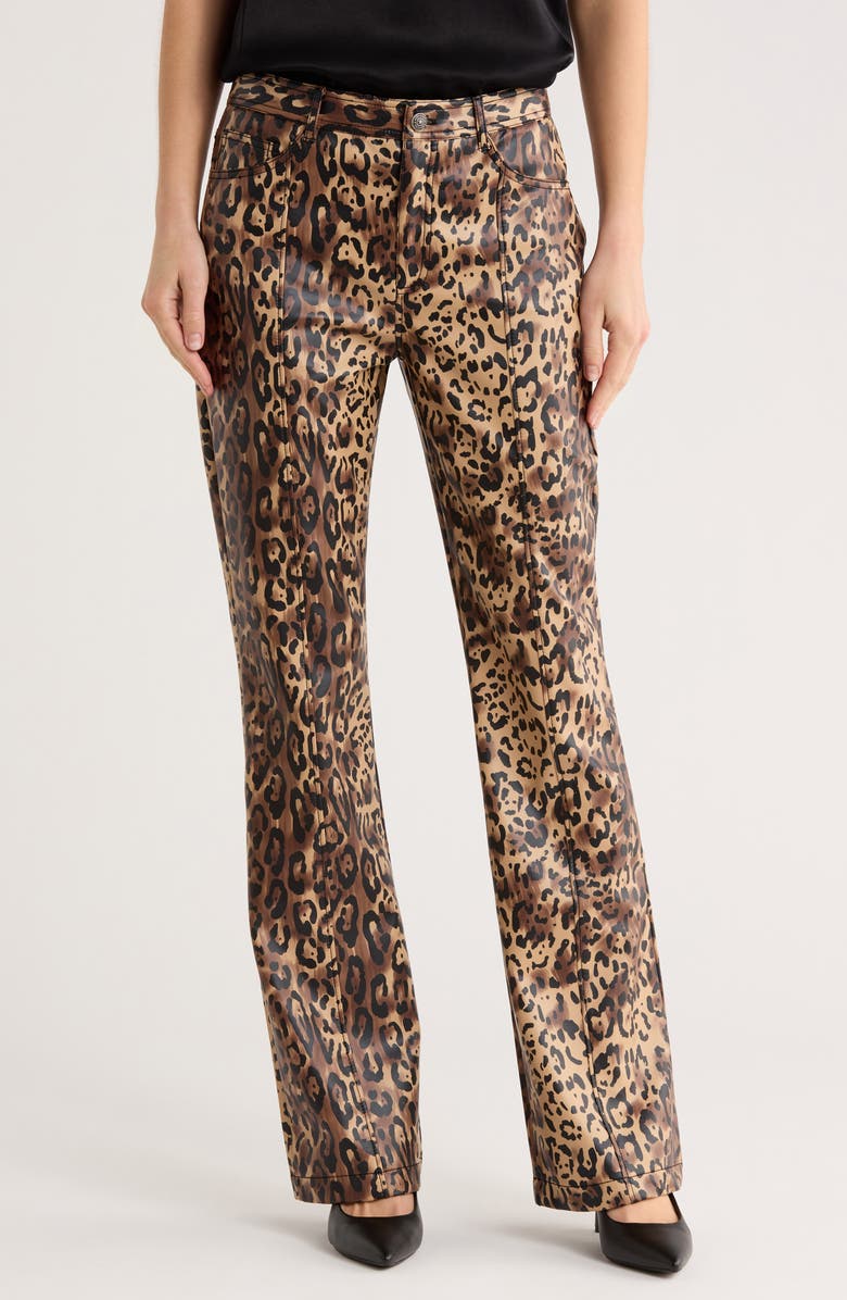 Cinq à Sept Leopard Faux Leather Pants, Main, color, Black/ Sahara