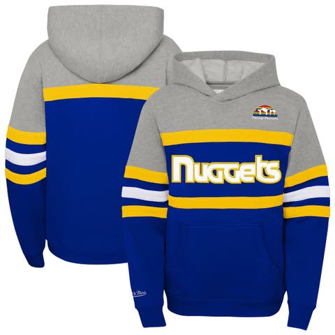 Youth Mitchell & Ness Royal/Heather Gray Denver Nuggets Hardwood Classics Head Coach Pullover Hoodie