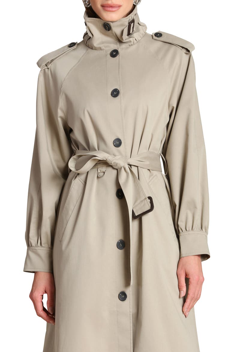 Funnel Neck Maxi Trench Coat, Alternate, color, SAGE