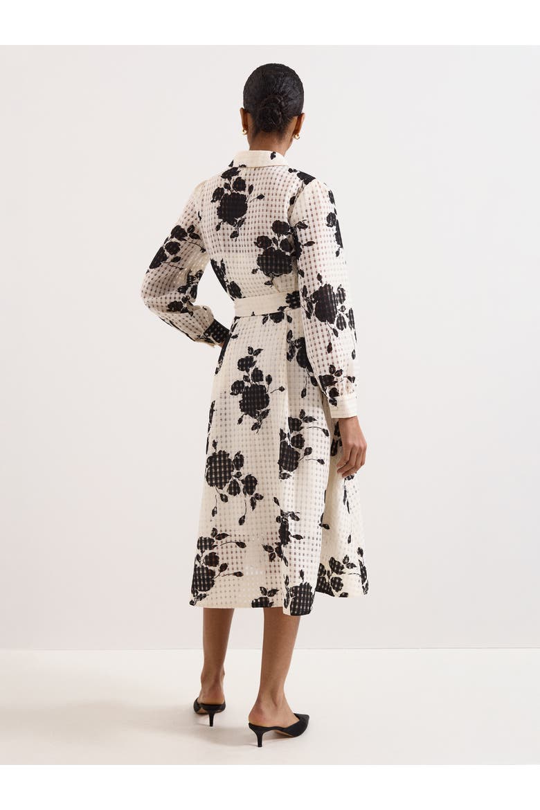 Natalie Floral Belted Shirt Dress, Alternate, color, Ivory