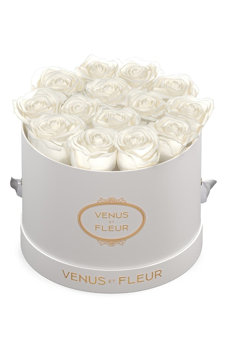 Venus ET Fleur Classic Small Round Eternity Roses, Main, color, Pure White