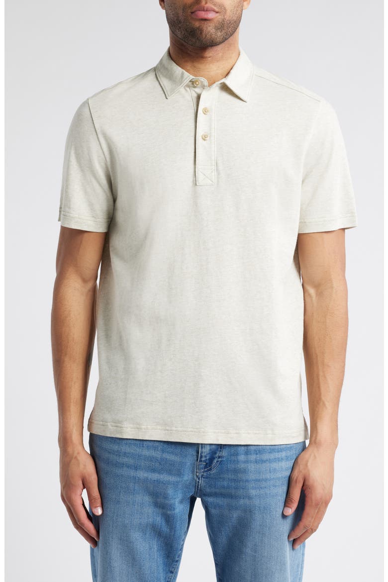 Laurito Beach Cotton & Linen Polo, Main, color, KHAKI HEATHER