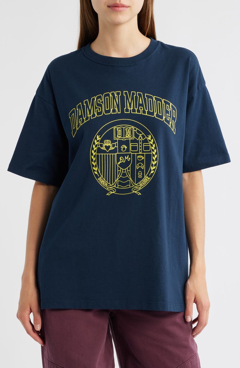 Damson Madder Collegiate Oversize Graphic T-Shirt, Main, color, Navy