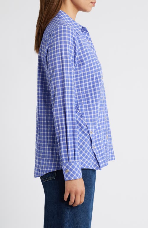 Foxcroft Cassie Plaid Stretch Cotton Button-up Shirt In Iris Bloom