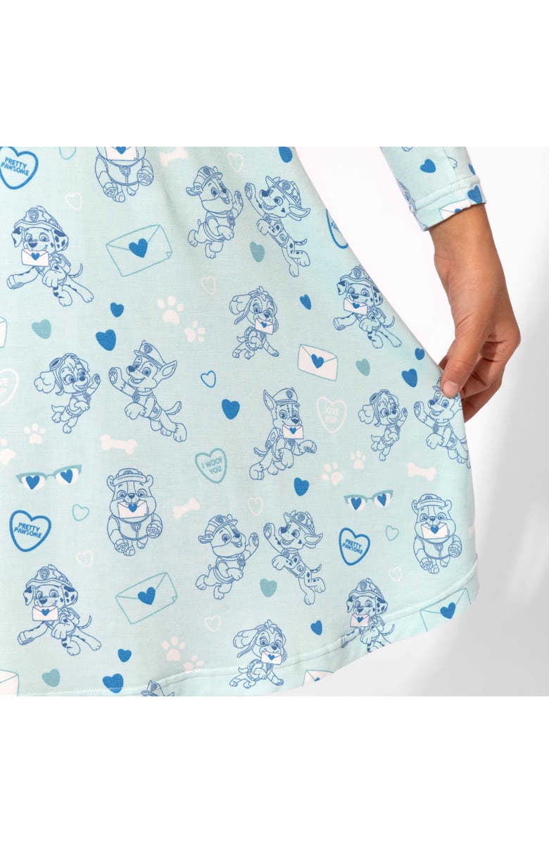 Bellabu Bear Kids' PAW Patrol Valentine's Blue Long Sleeve Dress, Alternate, color, Paw Valentine Blue