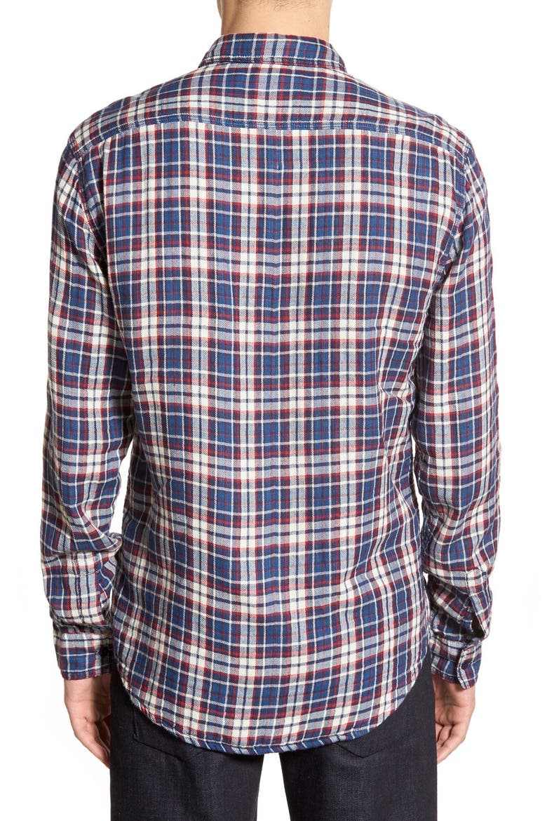 'Abel' Slim Fit Long Sleeve Plaid Sport Shirt, Alternate, color, ECRU CREAM