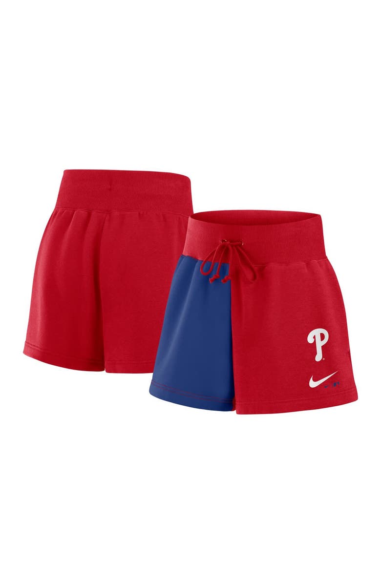 Nike Women's Nike Red/Royal Philadelphia Phillies Color-Block Phoenix Fleece Lounge Shorts, Alternate, color, Red