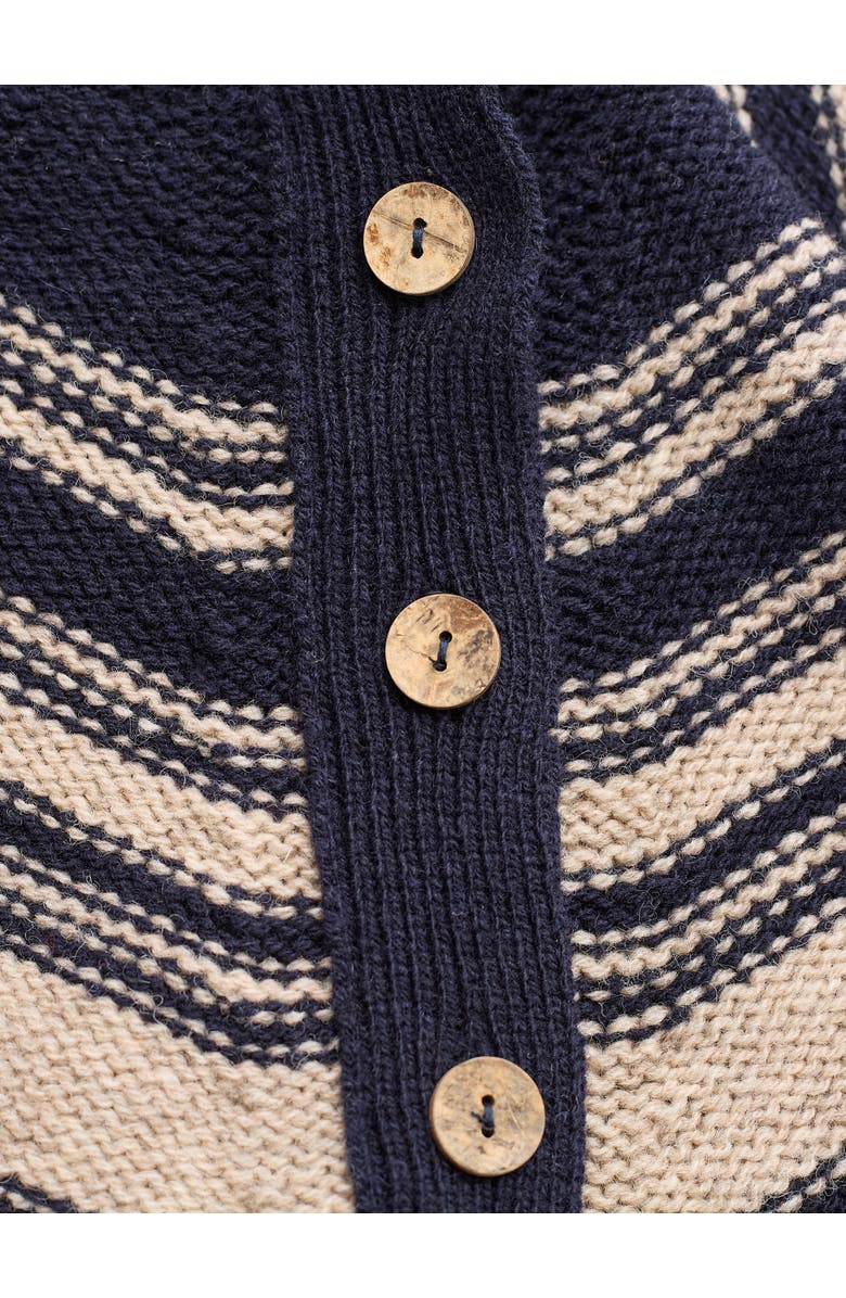 Celtic & Co. Pure Wool Stripe Button Neck Sweater, Alternate, color, Dark Navy / Oatmeal