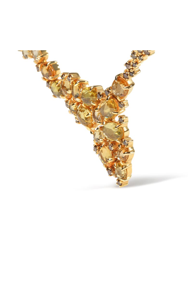 Haus of Brilliance 18K Gold 1/2 Cttw Diamond and Sapphire Cluster Station Necklace, Alternate, color, Yellow