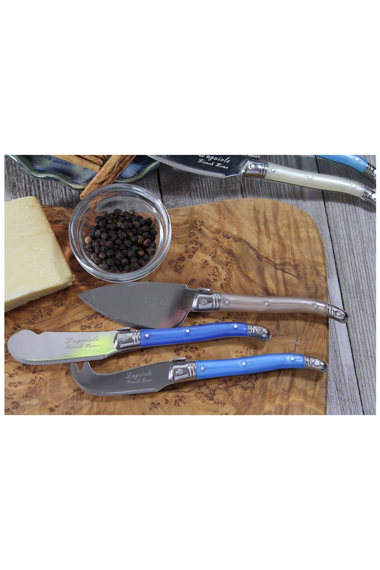 7-Piece Laguiole Cream & Blue Cheese Knife & Spreader Set, Alternate, color, BLUE AND IVORY