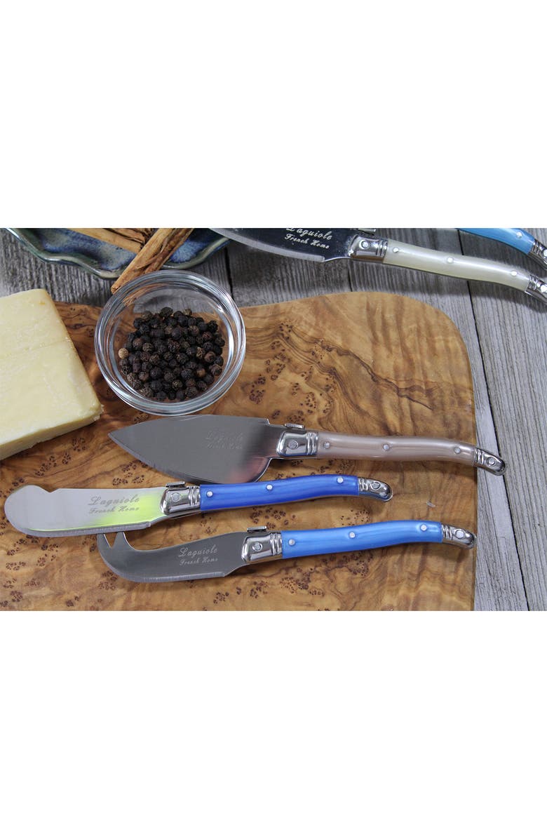 FRENCH HOME 7-Piece Laguiole Cream & Blue Cheese Knife & Spreader Set, Alternate, color, Blue And Ivory