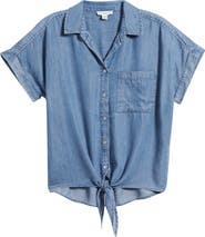 beachlunchlounge Romi Tie Front Denim Shirt