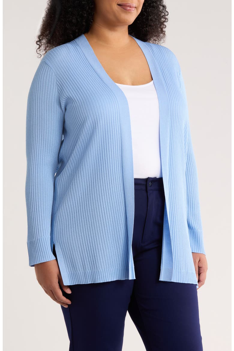 Sutton Open Front Rib Cardigan, Alternate, color, CHINTZ BLUE