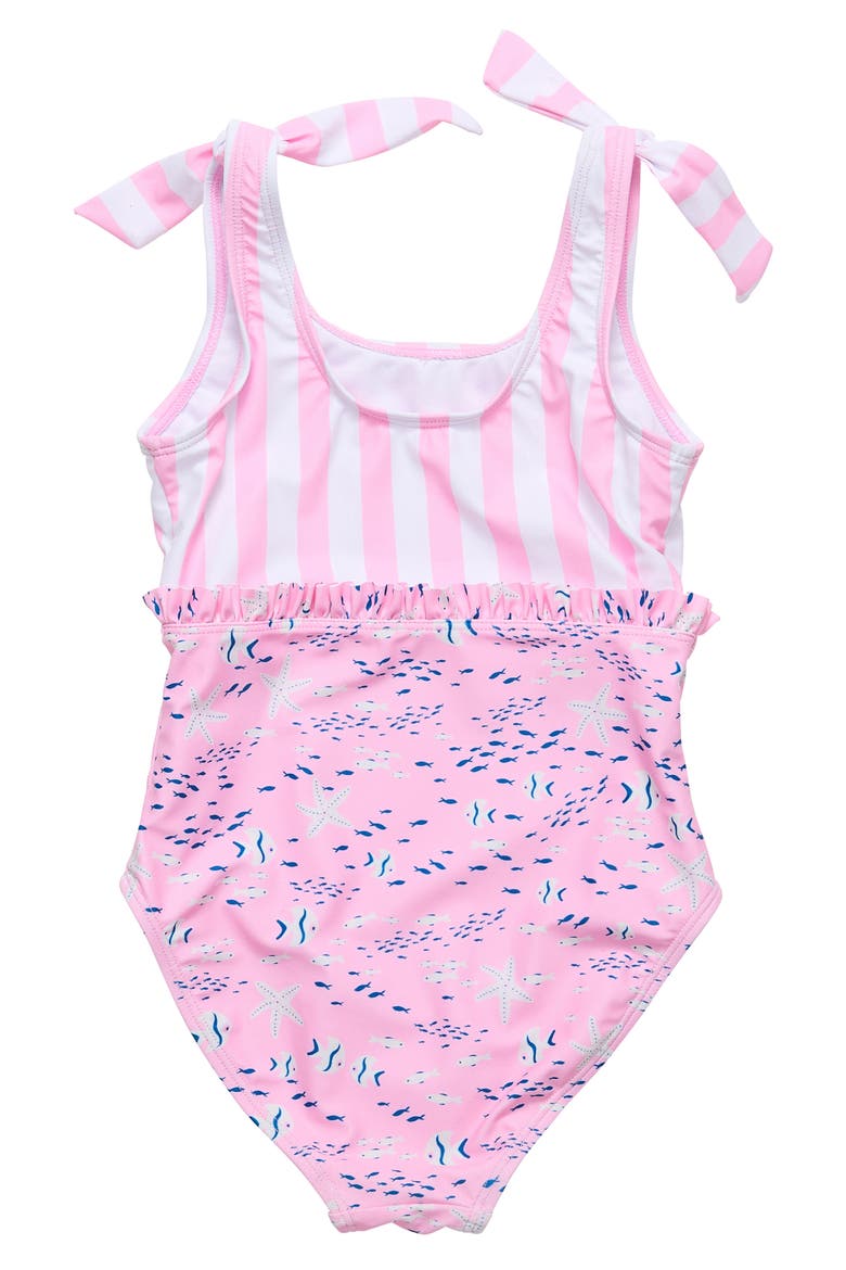 Kids' Pink Sea Print Ruffle One-Piece Swimsuit, Alternate, color, PINK