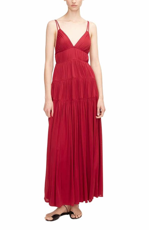 Ruched Mesh Maxi Dress