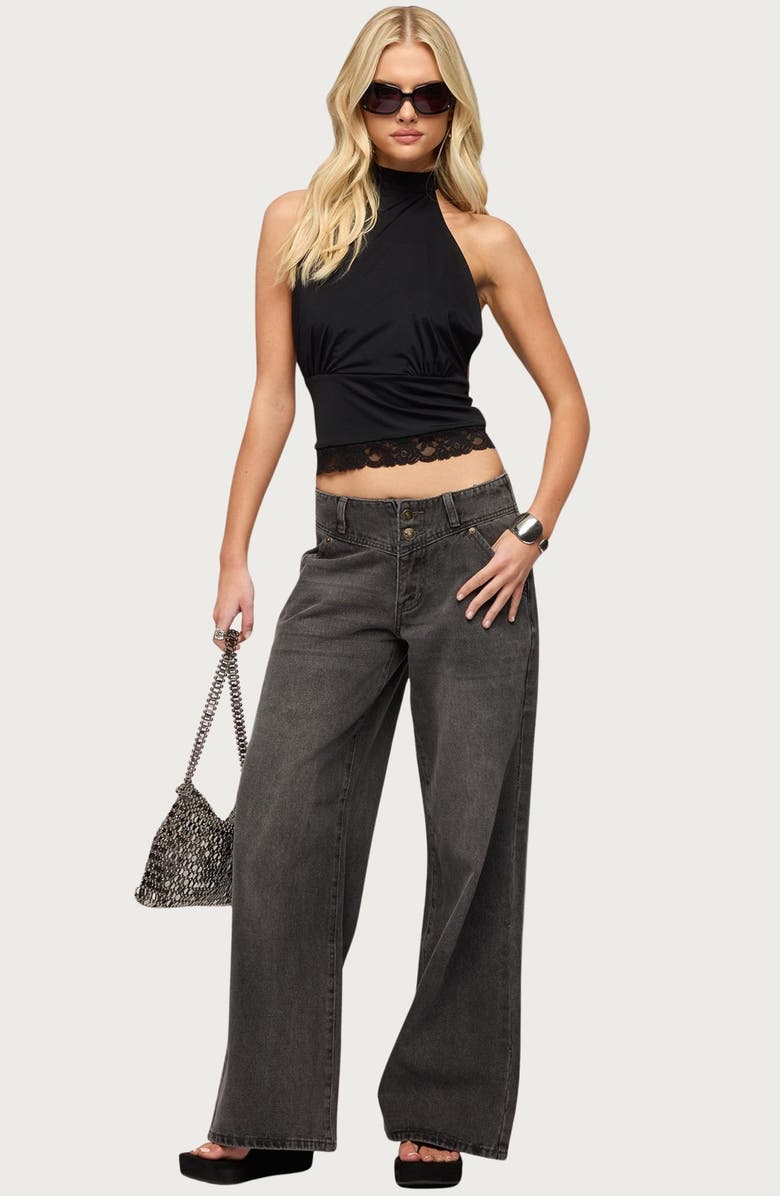 EDIKTED Sandra Lacey Halter Top, Alternate, color, Black