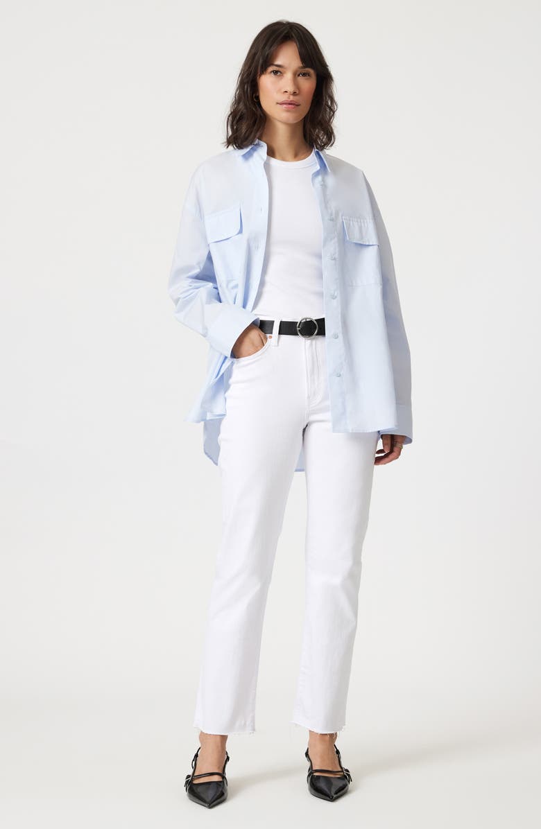 Mavi Jeans New York Raw Hem High Waist Straight Leg Jeans, Alternate, color, White Flex Blue