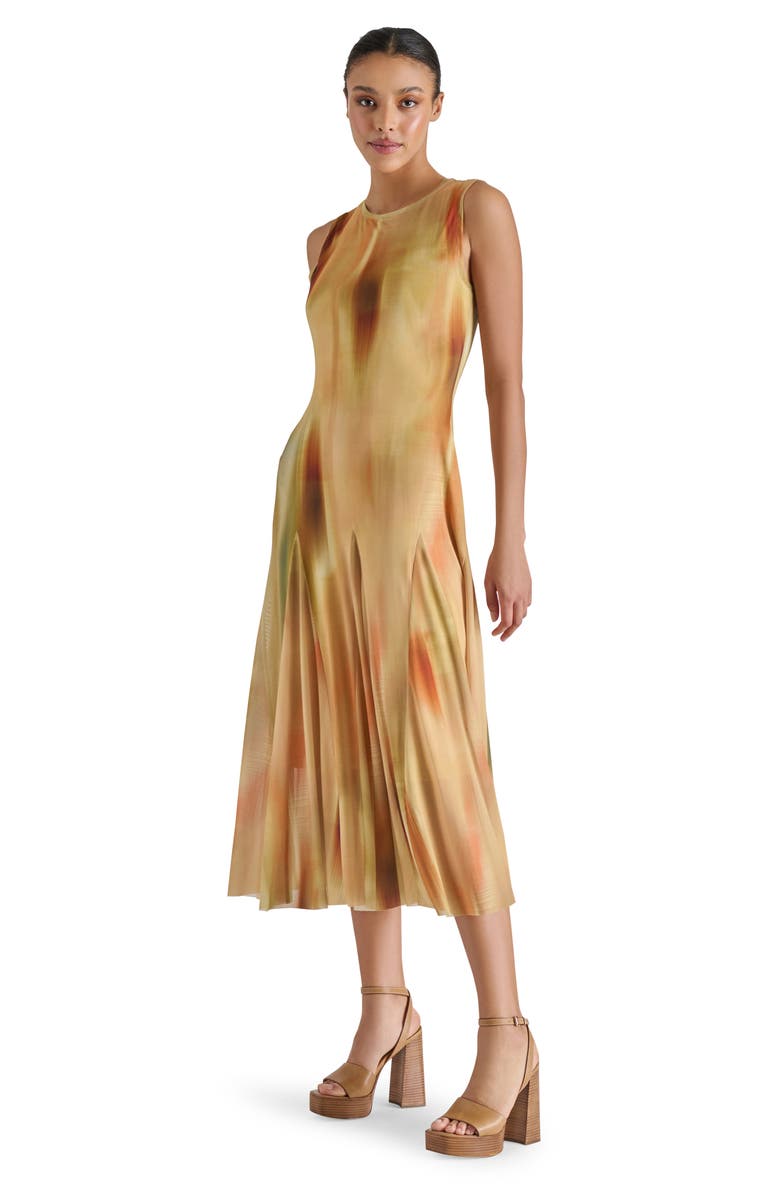 Steve Madden Marenne Pleated Midi Dress, Alternate, color, Light Sand