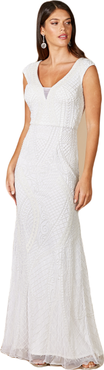 LARA New York Gwen Beaded Short Sleeve Wedding Dress