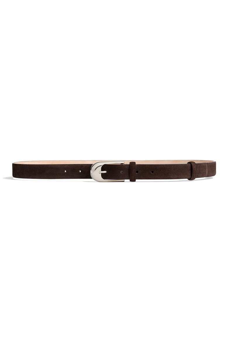 Dome Buckle Leather Belt, Main, color, DARK BROWN