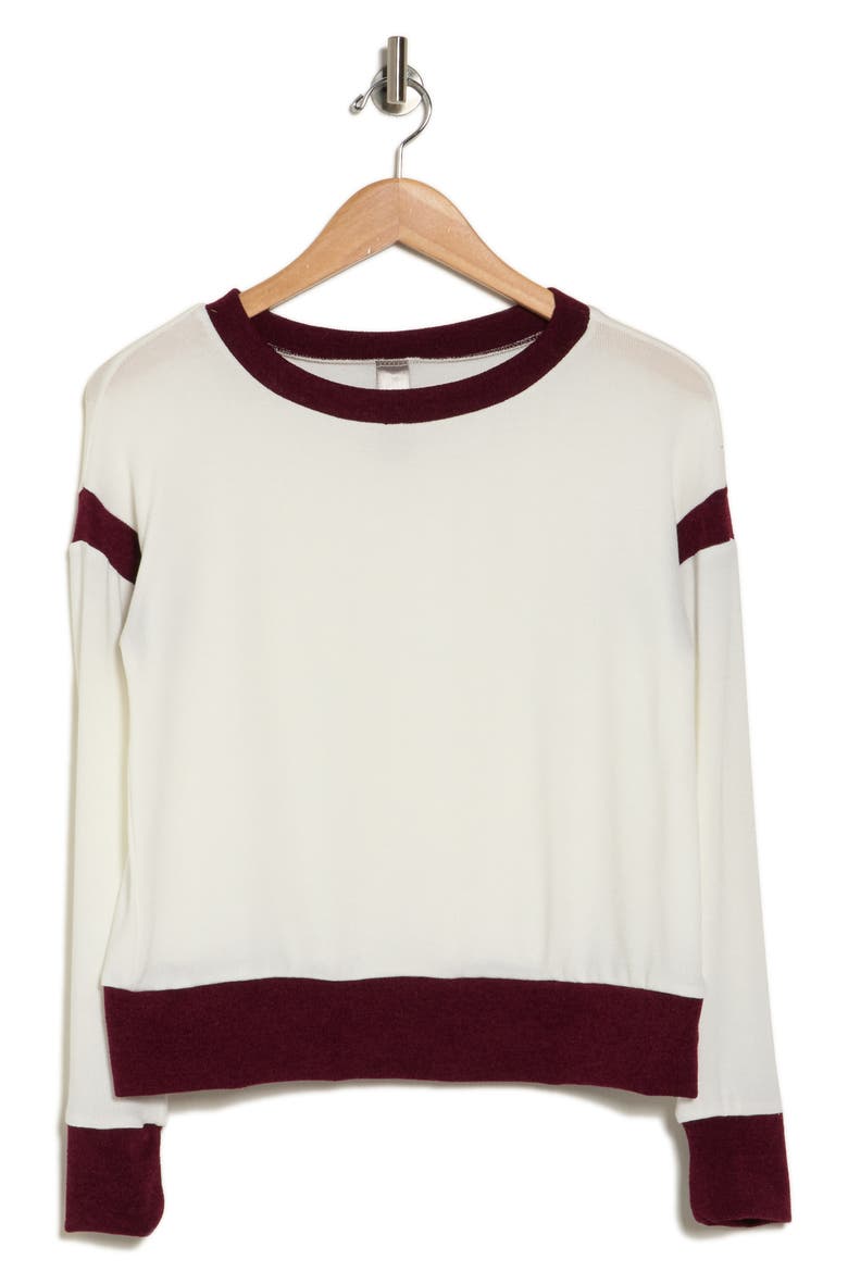 Spring Varsity Long Sleeve Top, Alternate, color, IVORY/ BURGUNDY