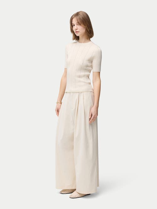 Gobi Mongolian Cashmere Ajour-knit Cashmere Silk Top In Whisper White