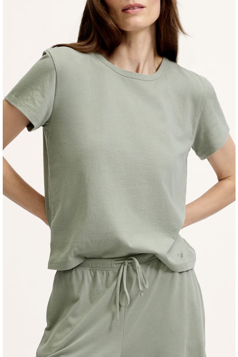 Pima Cotton Crewneck Pajama Top, Main, color, GREEN