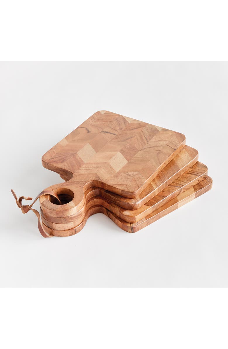 Napa Home & Garden Renata Mini Serving Board Platters Set of 4, Alternate, color, Brown