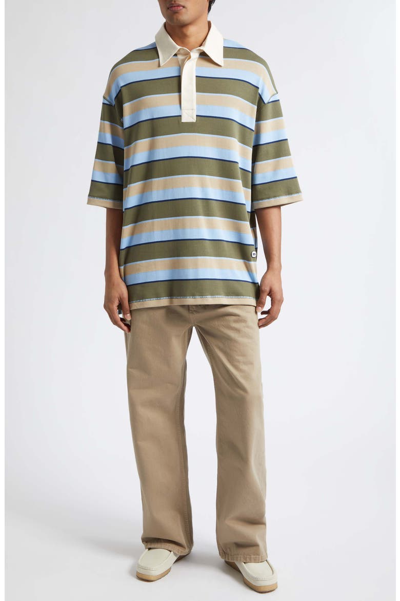Oversize Stripe Cotton Polo, Alternate, color, BLEUCACH/ KAKI/ TAUPE/ ENCRE