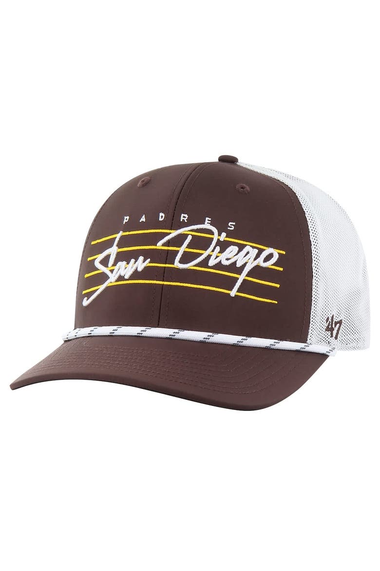 Men's '47 Brown San Diego Padres Downburst Trucker Adjustable Hat, Main, color, Brown