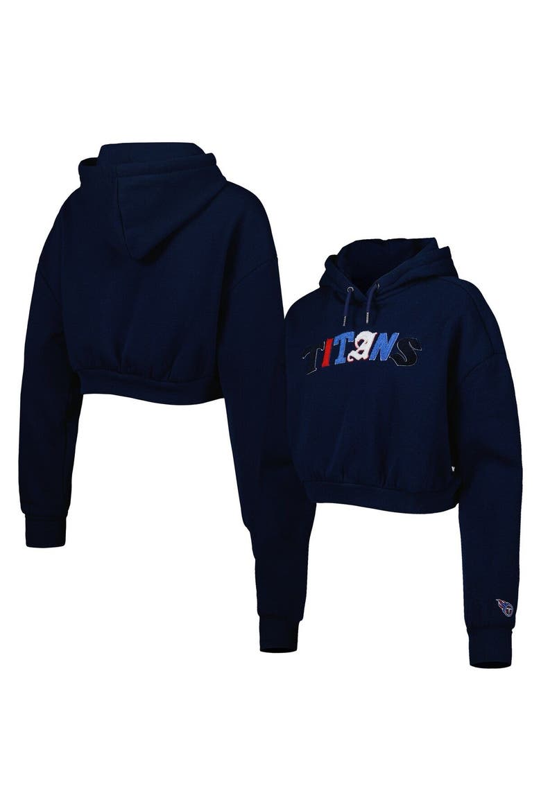 Women's The Wild Collective Navy Tennessee Titans Cropped Pullover Hoodie, Main, color, Navy