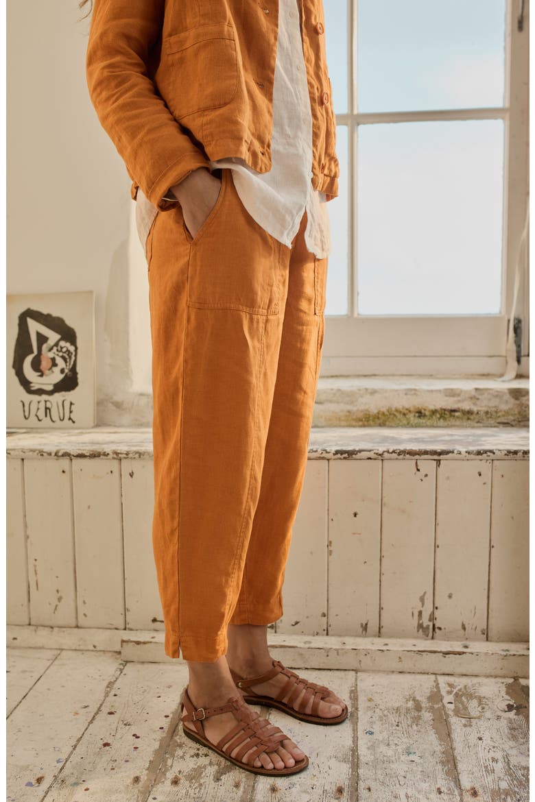 Saltings Cropped Linen Pants, Alternate, color, CUMIN