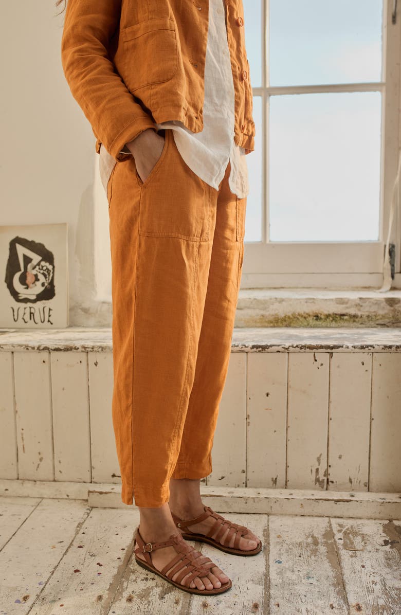 Seasalt Cornwall Saltings Cropped Linen Pants, Alternate, color, Cumin