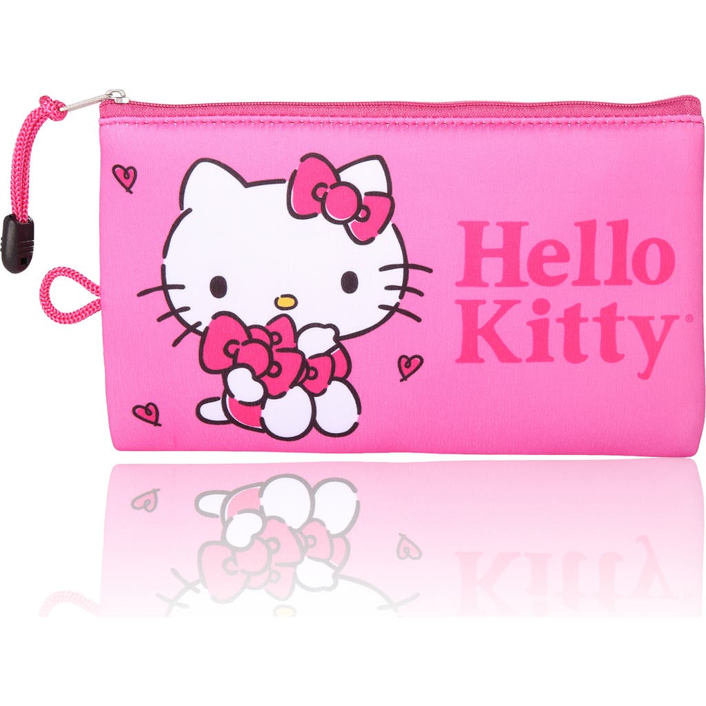 Hello Kitty Pink Neoprene Zip Pouch Makeup Bag For Travel In Pink