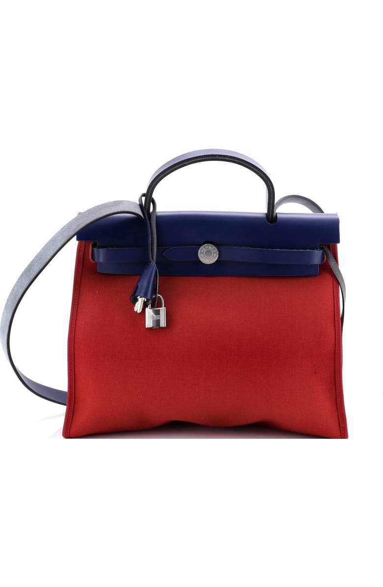 Pre-Owned Hermes Herbag Zip Leather and Toile 31, Main, color, Rouge Grenat