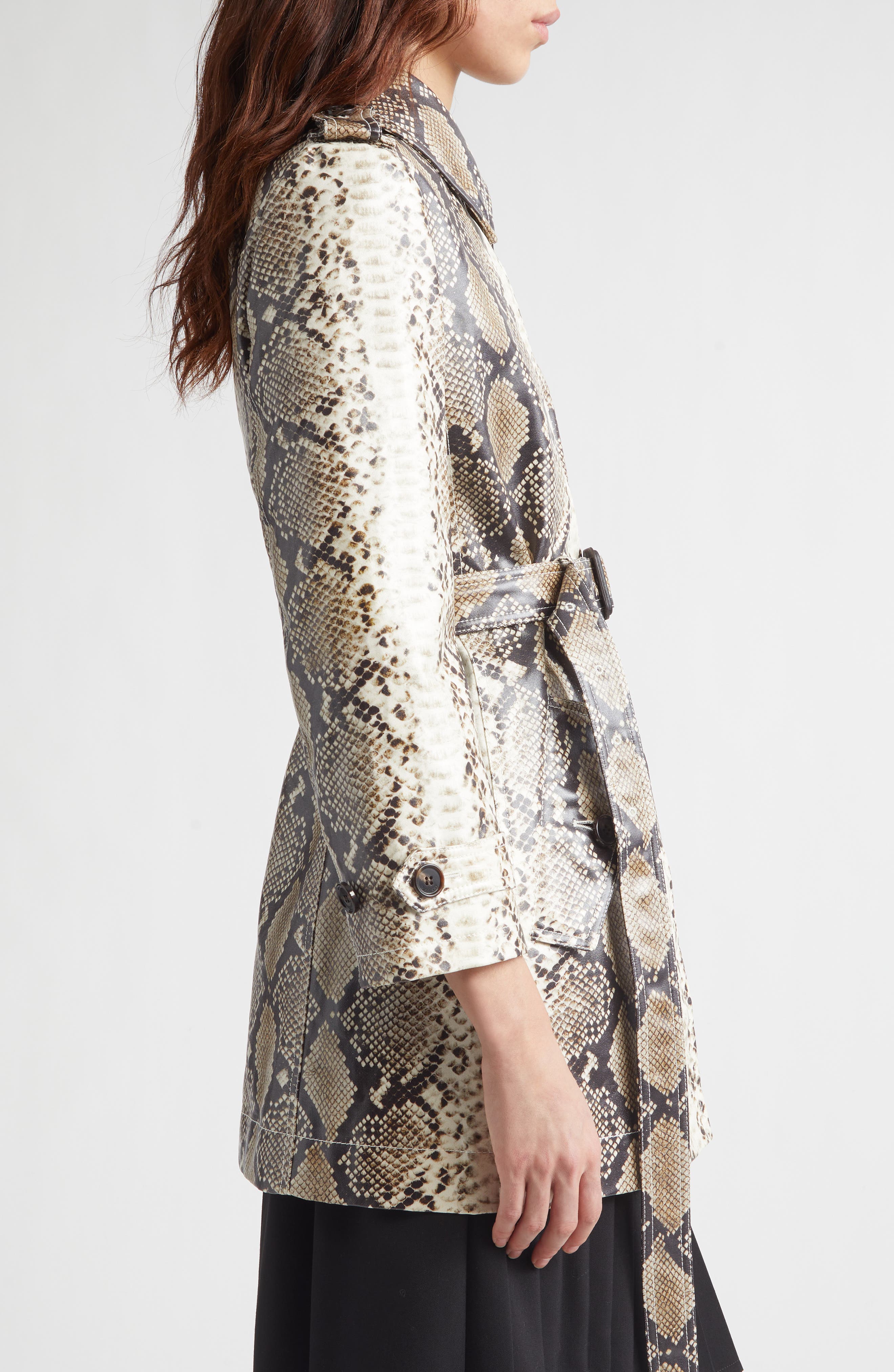 Burberry Stonehaven Python Print Coated Cotton Car Coat (Women) | Nordstrom