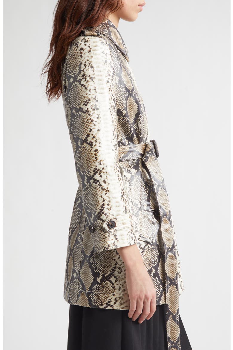 Stonehaven Python Print Coated Cotton Car Coat, Alternate, color, ALPINE WHITE PATTERN