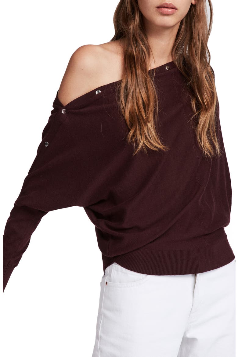 Elle Sweater, Alternate, color, DARK BURGUNDY RED