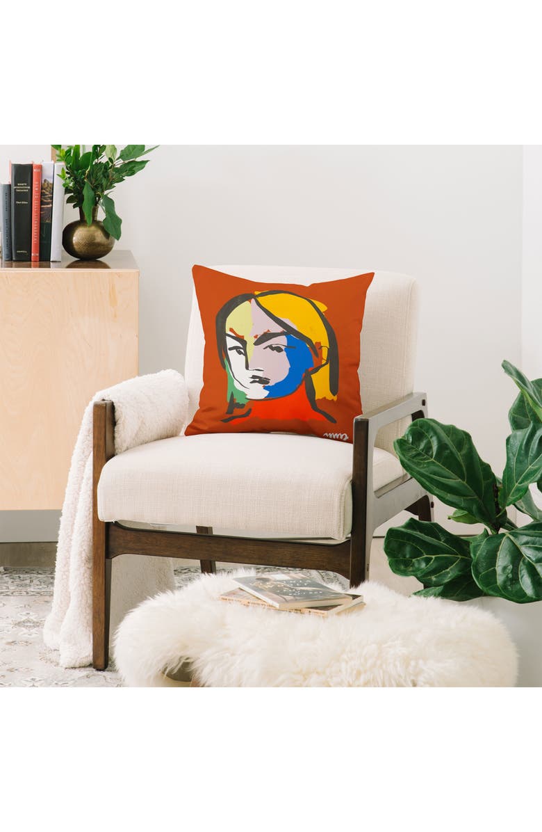 Deny Designs Helene in Red Modern Female Accent Pillow, Alternate, color, 