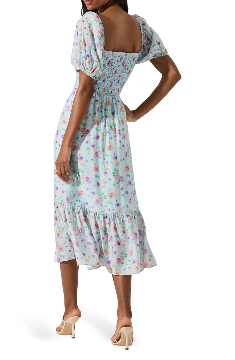 ASTR the Label Floral Eyelash Lace Detail Midi Dress, Alternate, color, Blue Purple Floral