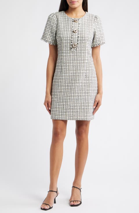 Brenda Bouclé Tweed Shift Dress