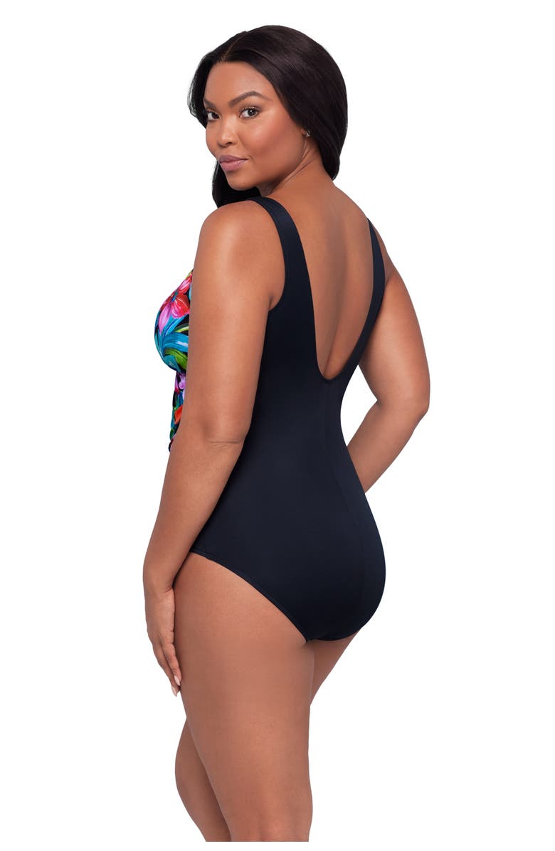 Trimshaper Addison Surplice One-Piece Control Swimsuit, Alternate, color, Tropical Treasure