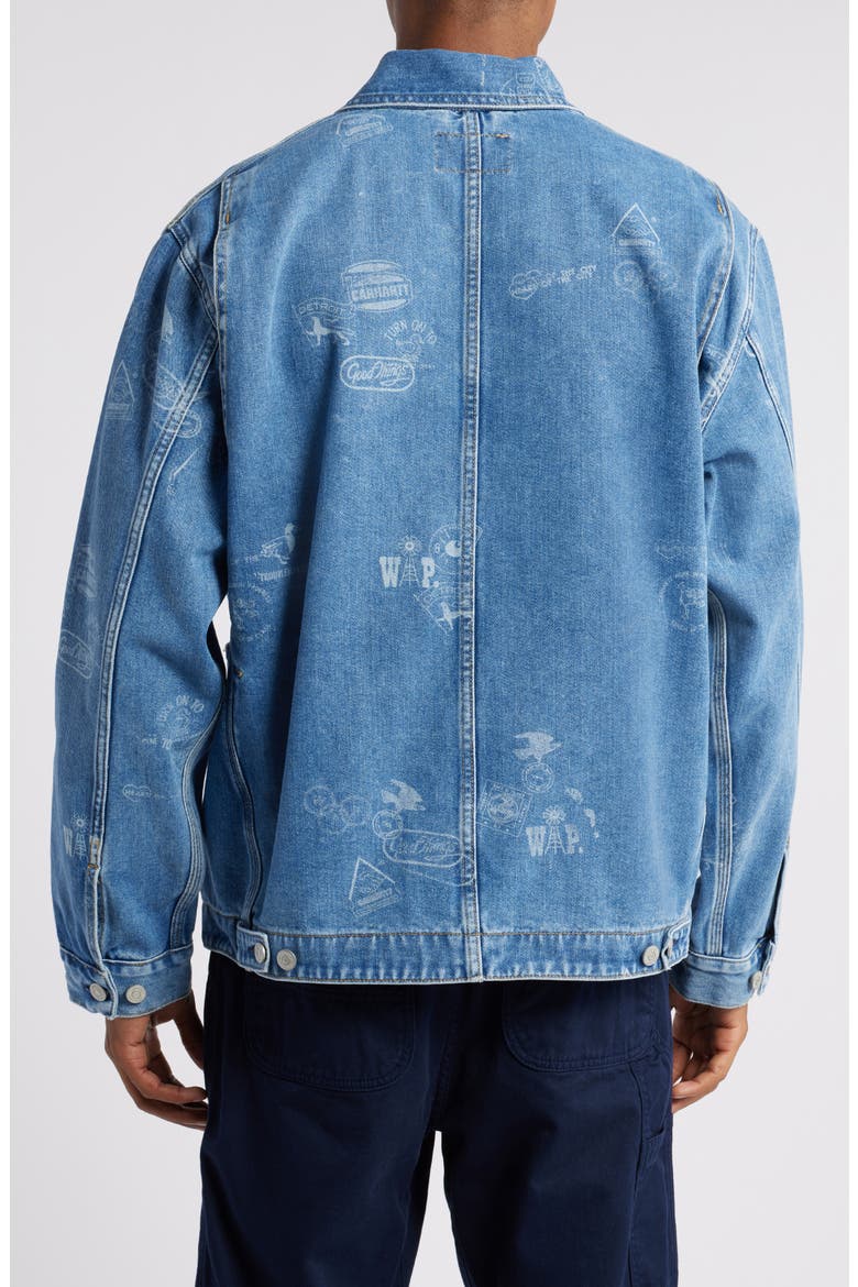 Stamp Print Denim Chore Coat, Alternate, color, STAMP PRINT BLUE BLEACHED