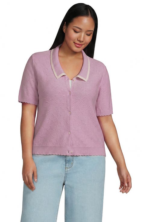 Plus Size Drifter Scallop Collar Sweater
