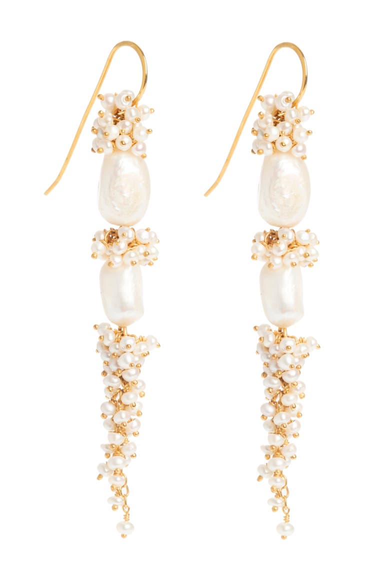 Baroque Pearl Long Drops, Main, color, Gold