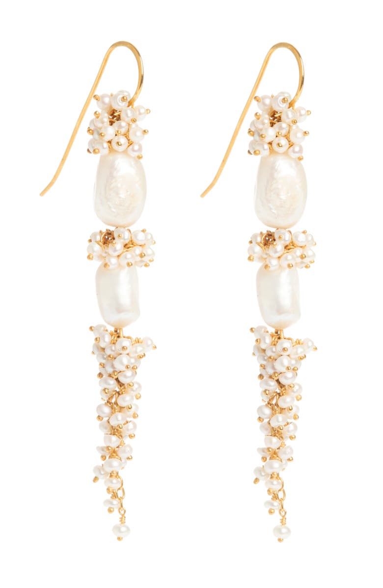 Freya Rose Baroque Pearl Long Drops, Main, color, Gold