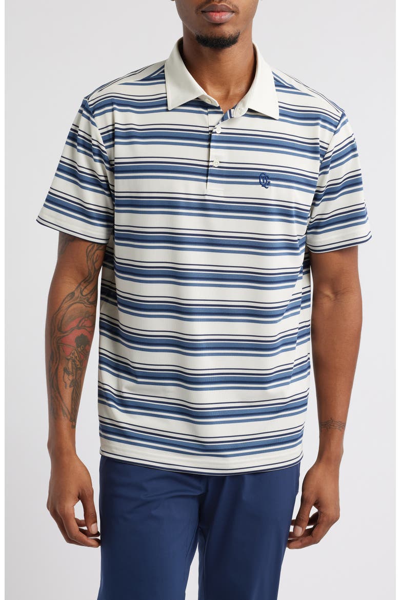 Monogram Stripe Golf Polo, Main, color, NAVY